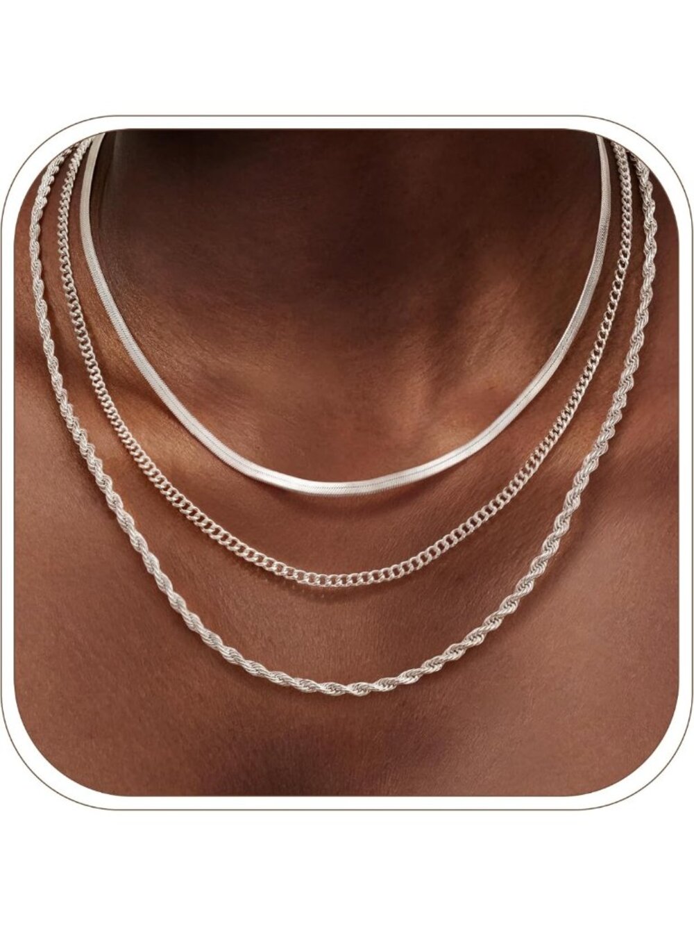 Chic Layered Necklaces for Women - 3 Chain Choker Set, Gold/Silver Plated
